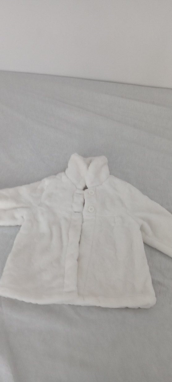 Kız Çocuk Beyaz Peluş Suni Kürk Ceket - Görsel 2