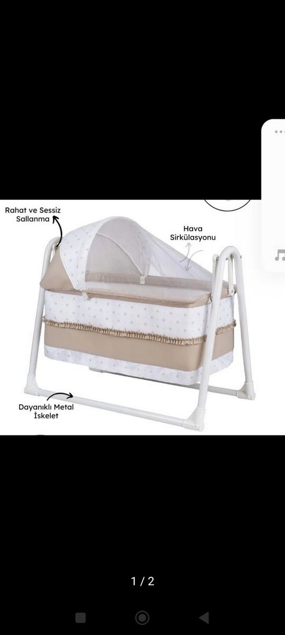 Beyaz Dayanıklı Metal İskeletli Sallanan Beşik - Görsel 2