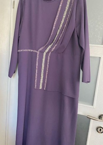 Mor Drapeli Uzun Kollu Kadın Elbise - Görsel 2