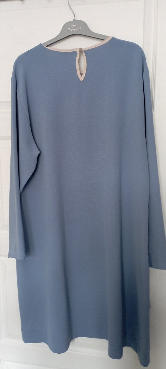 Uzun Kollu Mavi Cepli Salaş Tunik - Görsel 4