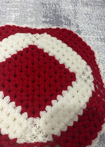 Kırmızı ve Beyaz El Örgüsü Banyo Süngeri - Görsel 2