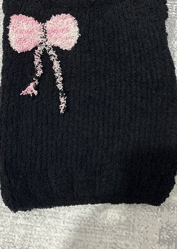 Kız Çocuk Siyah Nakışlı Triko Yelek - Görsel 5