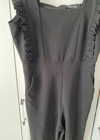 Siyah Volanlı Kadın Tulum - Görsel 2