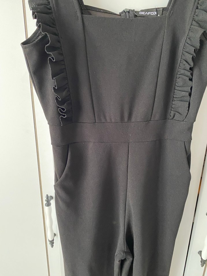 Siyah Volanlı Kadın Tulum - Görsel 2