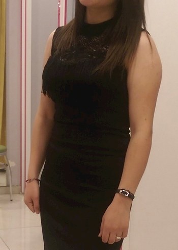 s Beden Dantel Detaylı Siyah Gotik Midi Elbise