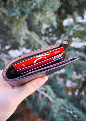 Koyu Kahverengi Minimalist Hakiki Deri El Yapımı Erkek Cüzdan - Görsel 2