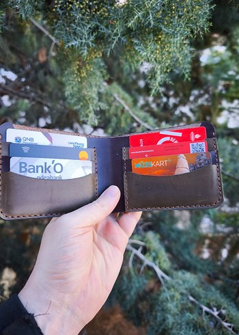 Koyu Kahverengi Minimalist Hakiki Deri El Yapımı Erkek Cüzdan - Görsel 3