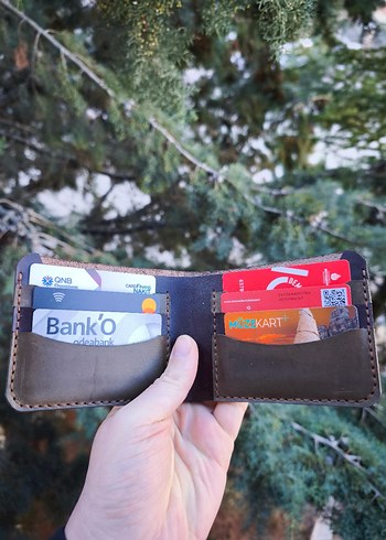 Koyu Kahverengi Minimalist Hakiki Deri El Yapımı Erkek Cüzdan - Görsel 6