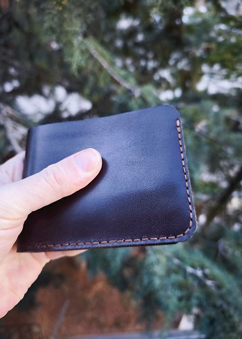 Koyu Kahverengi Minimalist Hakiki Deri El Yapımı Erkek Cüzdan - Görsel 8