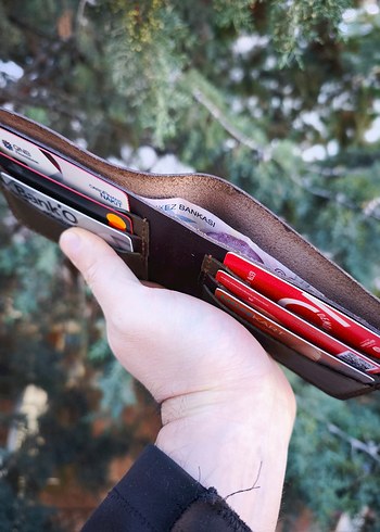 Koyu Kahverengi Minimalist Hakiki Deri El Yapımı Erkek Cüzdan - Görsel 4