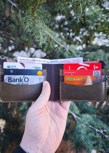 Koyu Kahverengi Minimalist Hakiki Deri El Yapımı Erkek Cüzdan - Görsel 5