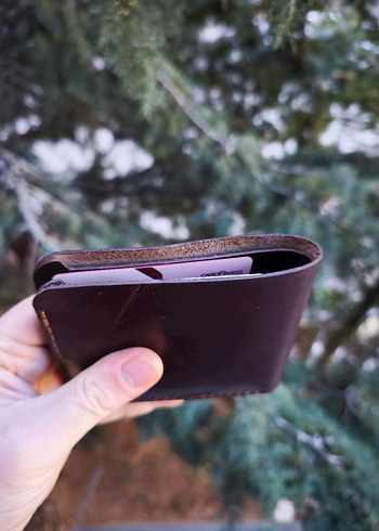 Koyu Kahverengi Minimalist Hakiki Deri El Yapımı Erkek Cüzdan - Görsel 7