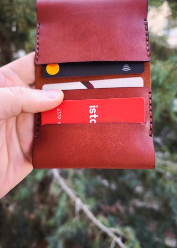 Bordo Minimalist El Yapımı Hakiki Deri Kartlık - Görsel 6