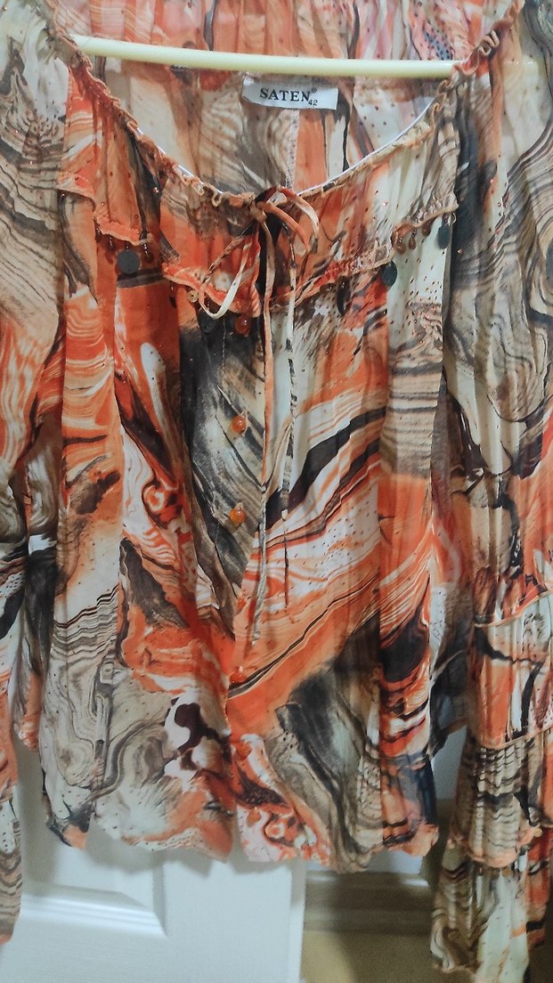 Bohem Çok Renkli Uzun Kollu Bluz - Görsel 5