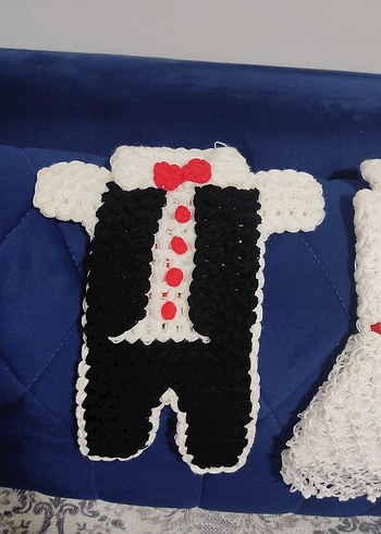 Nakışlı gelin damat figurlu lif orgu - Görsel 3