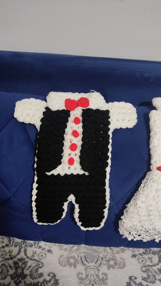 Nakışlı gelin damat figurlu lif orgu - Görsel 3