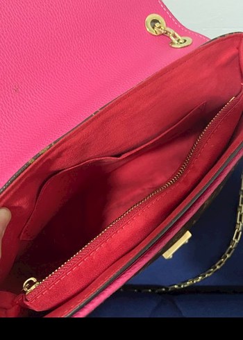 Zincir Detaylı Pembe Deri Kadın Çapraz Çanta - Görsel 8