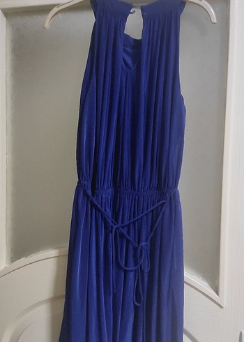 Klasik Lacivert Pilili Midi Elbise - Görsel 4