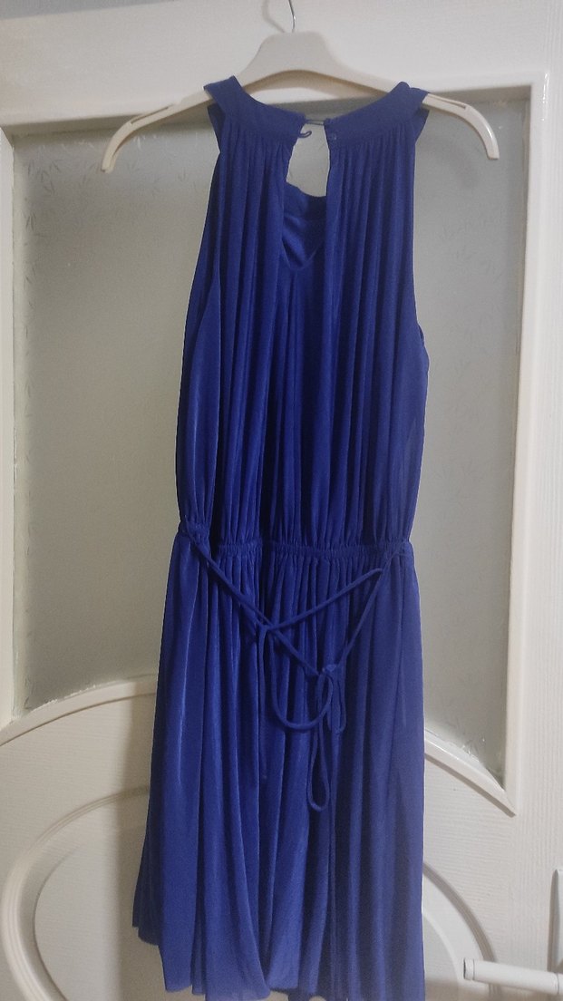 Klasik Lacivert Pilili Midi Elbise - Görsel 4