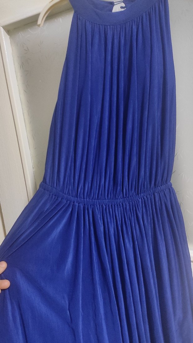 Klasik Lacivert Pilili Midi Elbise - Görsel 2