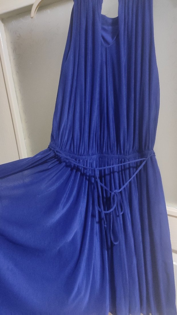 Klasik Lacivert Pilili Midi Elbise - Görsel 5