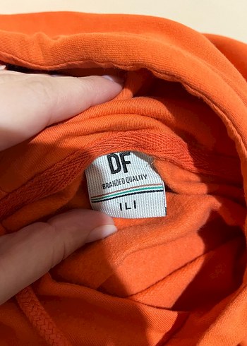 Kadın Turuncu Kapüşonlu Fermuarlı Sweatshirt - Görsel 2