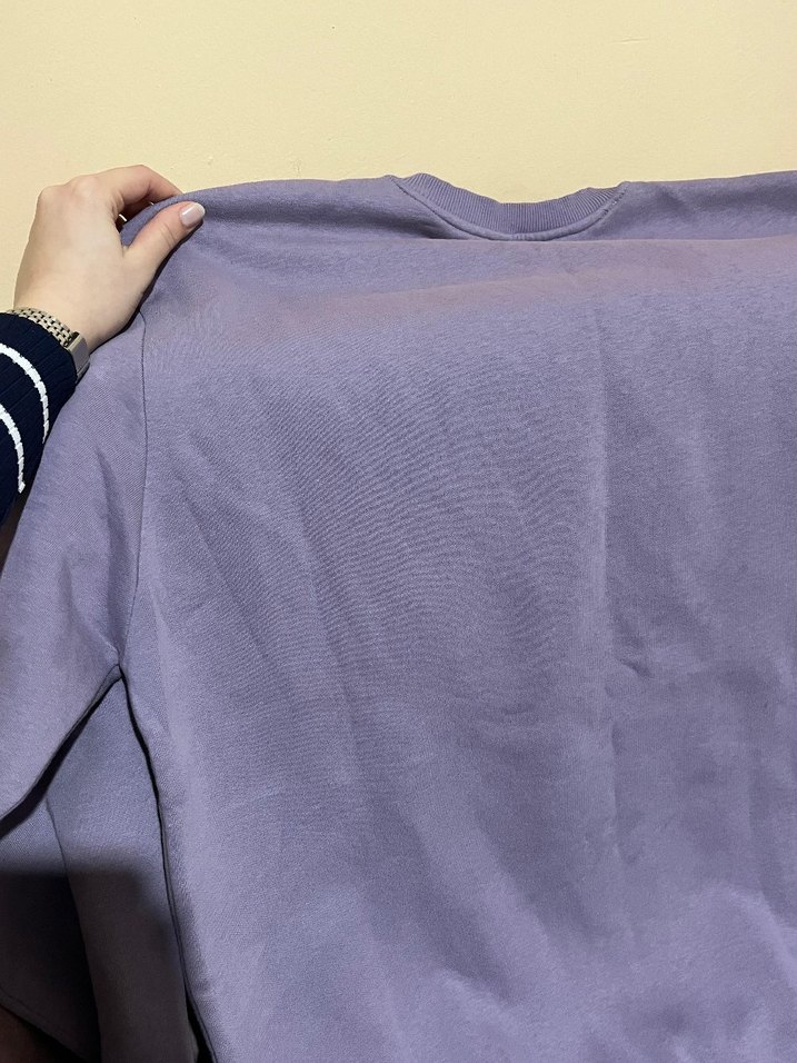 Gri Kadın Sweatshirt, Yuvarlak Yaka, Rahat Kesim - Görsel 4