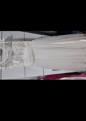 Vintage Bohem Gelinlik, Uzun, Beyaz, Kolsuz - Görsel 3