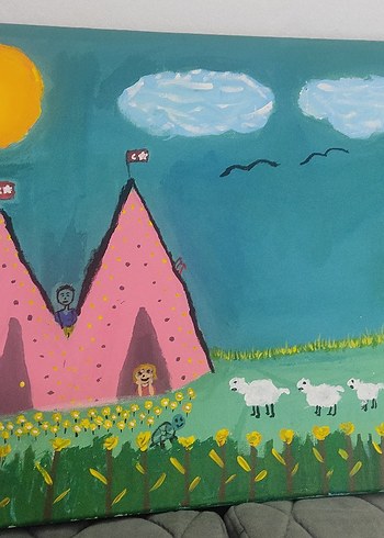 Pembe Pastel Renkli Çiftlik Temalı Tablo - Görsel 2