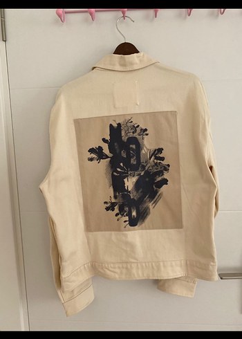 Bershka Bershka Erkek Ecru Baskılı Denim Ceket
