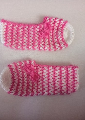 Pembe Örgü Kız çocuk,büyük Patik - Görsel 2