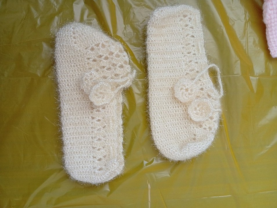 Beyaz Örgü kız çocuğu  patik - Görsel 2