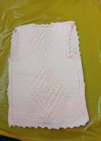 Kız Çocuk Pembe Örgü Kolsuz Hırka - Görsel 2