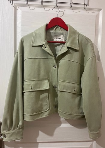 Düğmeli Yeşil Süet Kadın Ceket - Görsel 2