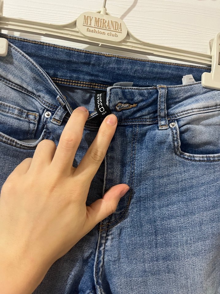 Mavi Dar Kesim Kot Pantolon - Görsel 3