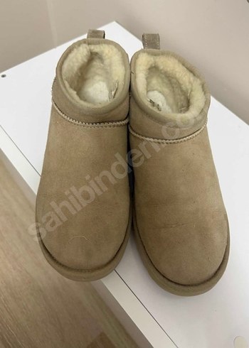 Bej Süet Kadın Dolgu Topuklu Bot Velcro - Görsel 3