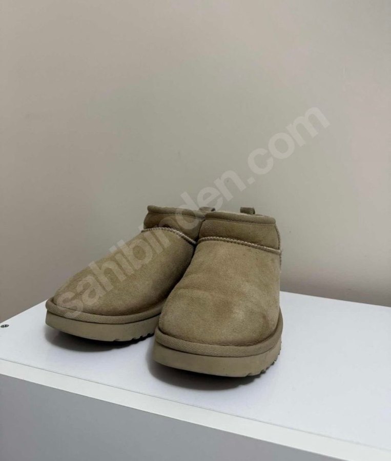 Bej Süet Kadın Dolgu Topuklu Bot Velcro - Görsel 4