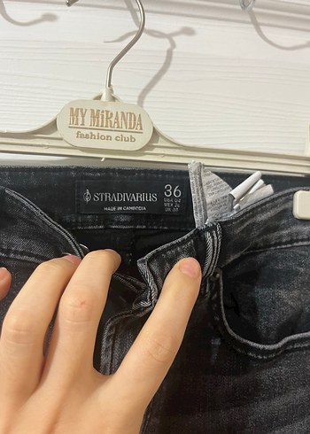 Gri Kadın Dar Kesim Midi Kot Pantolon - Görsel 4