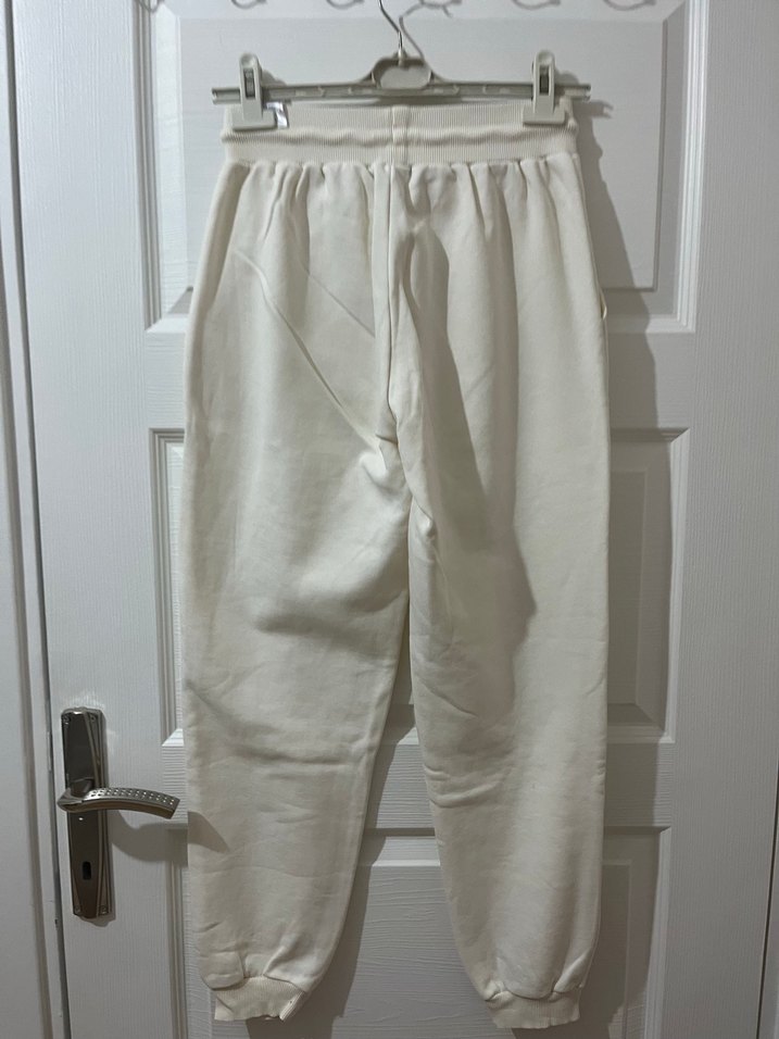 Beyaz Kadın Rahat Kesim Eşofman Altı - Görsel 2