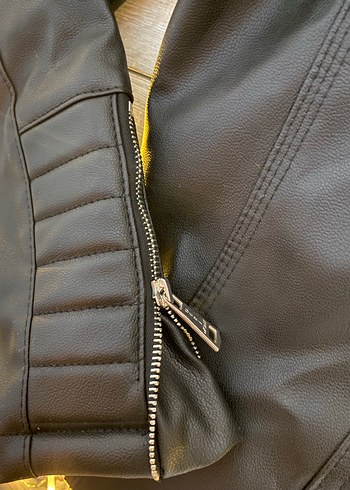 l Beden Kadın Siyah Deri Biker Ceket