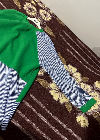 Trendyol & Milla Düğmeli Yeşil Kadın Pamuk Sweatshirt