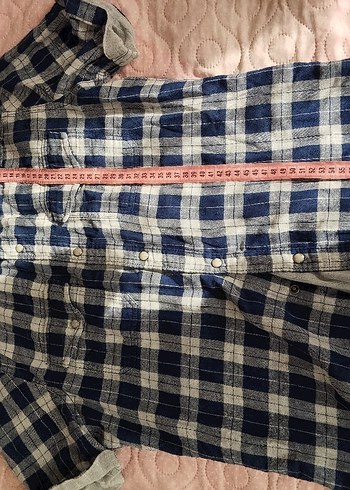 Erkek Kısa Kollu Gri Kareli Keten Gömlek - Görsel 6