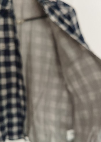 Erkek Kısa Kollu Gri Kareli Keten Gömlek - Görsel 3