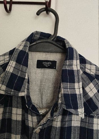 Erkek Kısa Kollu Gri Kareli Keten Gömlek - Görsel 2