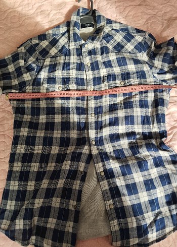 Erkek Kısa Kollu Gri Kareli Keten Gömlek - Görsel 5