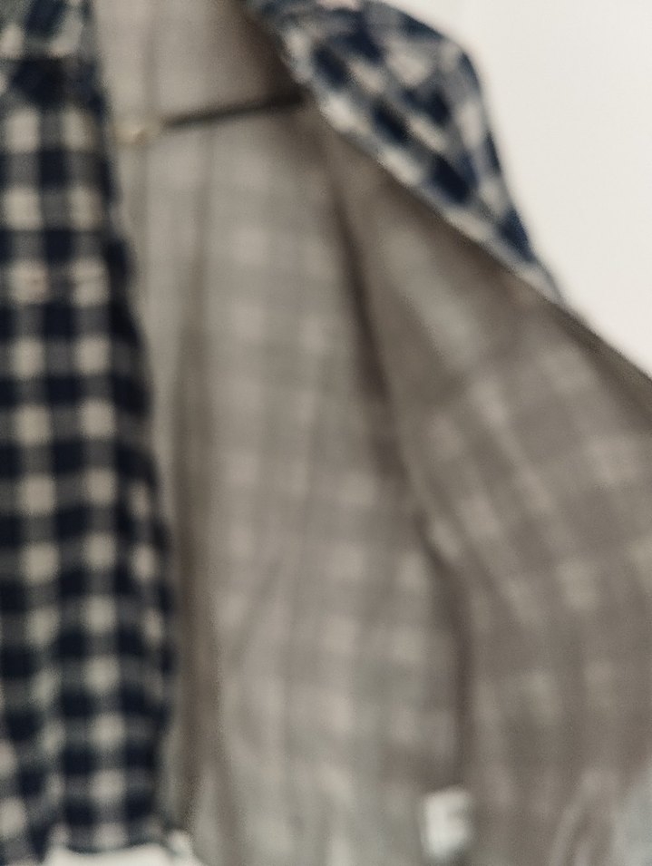 Erkek Kısa Kollu Gri Kareli Keten Gömlek - Görsel 3