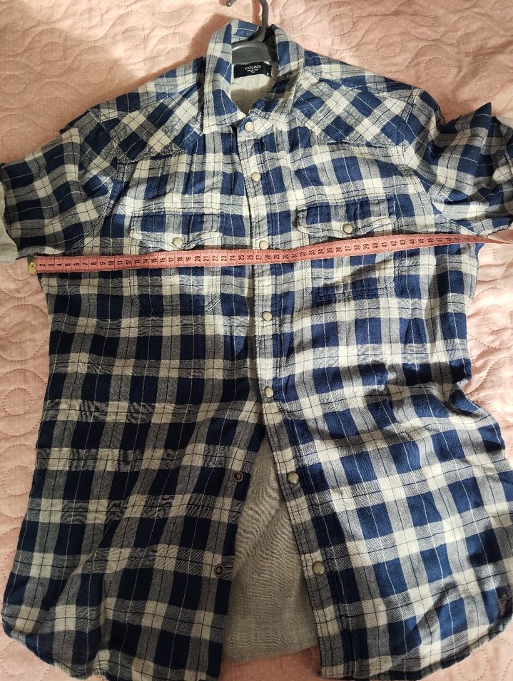 Erkek Kısa Kollu Gri Kareli Keten Gömlek - Görsel 5