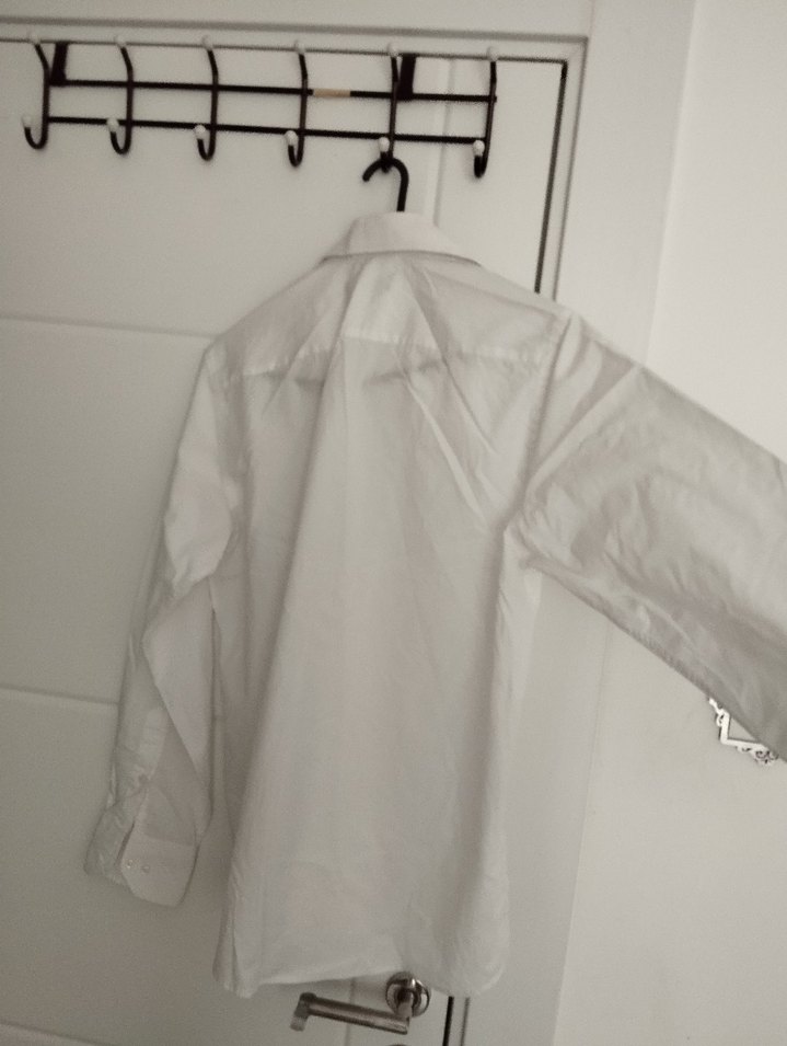 Uzun Kollu Beyaz Keten Gömlek - Görsel 2