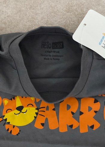 HelloBaby Gri Erkek Çocuk Baskılı Kısa Kollu Tişört