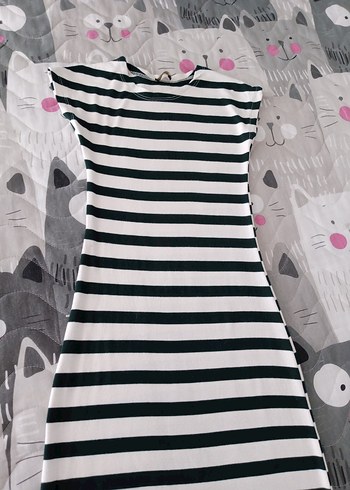 Gri Zebra Desenli Uzun Elbise - Görsel 2